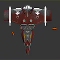 Sci Fi Red Aircraft Design With Detailed Wings And Orange Containers 3d model