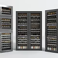 Modern Black Wine Cabinet Design With Multi tiered Shelves And Stored Wine Bottles