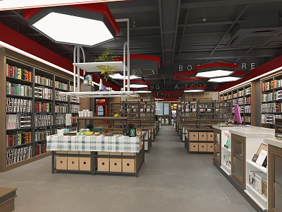 Well Organized Department Store Interior With Shelves Full Of Diverse Products And Bright Lighting 3d model