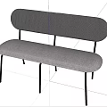 Modern Two Seater Sofa With Gray Fabric Upholstery Curved Backrest And Black Metal Legs