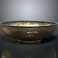 Vintage Bronze Decorative Bowl Furniture Accessory With Carved Animal Design And Sturdy Base