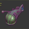 Sci Fi Vehicle Model With Blue Body Green Transparent Cockpit And Streamlined Design