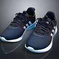 Navy Blue Lace Up Sports Shoes With White Stripes And Lightweight Cushioned Sole
