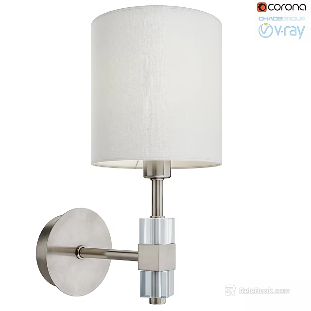 Elegant Modern Wall Sconce with White Lampshade and Sleek Metal Base Design 3d model 