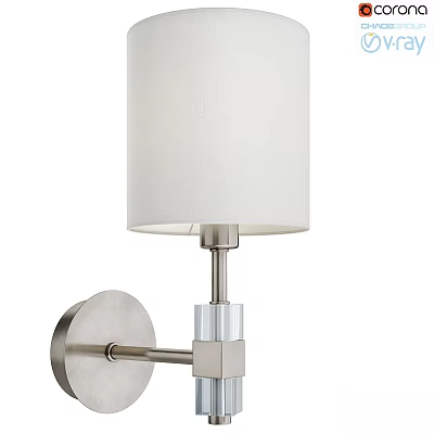 Elegant Modern Wall Sconce with White Lampshade and Sleek Metal Base Design 3d model