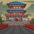 attic of drum tower in tang dynasty 3d model