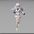 Anime Style 3D Character With Purple Long Hair Red Eyes And White Outfit Running Pose