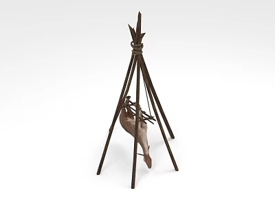 Stone Wood Handmade Decoration Tapered Wooden Frame With Carved Stone Figure And Top Ornament 3d model
