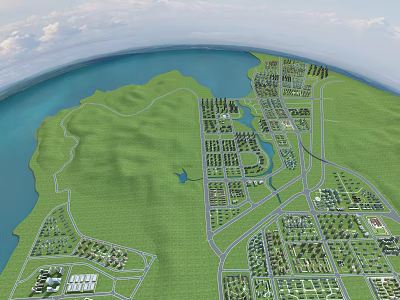 Modern Landform of Lushunkou District of Dalian City Landform Building of Lushunkou District of Dalian City 3d model