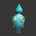 Cute Turquoise 3D Game Movie Character With Big Eyes And Long Eyelashes