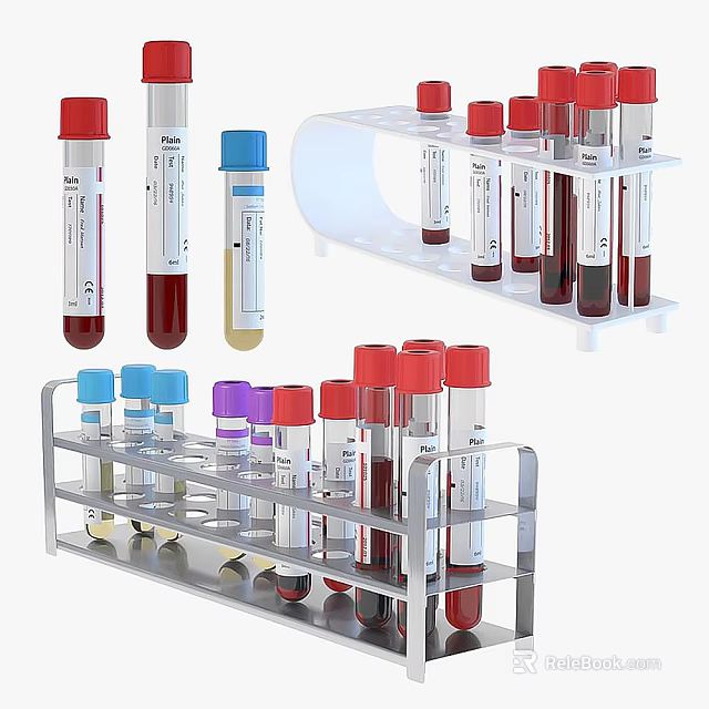 Medical Test Tubes With Colorful Caps In Laboratory Racks For Sample Storage 3d model 