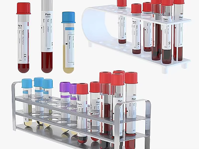 Medical Test Tubes With Colorful Caps In Laboratory Racks For Sample Storage 3d model