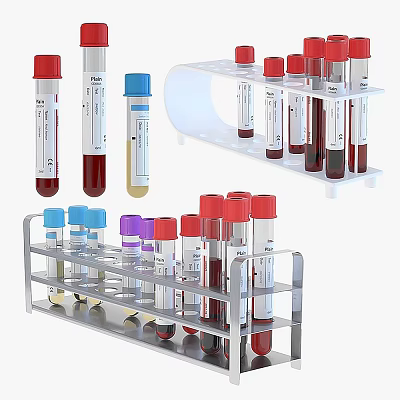 Medical Test Tubes With Colorful Caps In Laboratory Racks For Sample Storage 3d model
