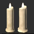 Two Lit White Candles with Smooth Texture for Home Decor and Ambience Enhancement