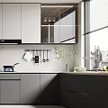 Modern Sleek Kitchen With Dark Gray Cabinets Built in Appliances And Under Cabinet Lighting
