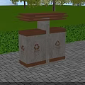 Roadside Public Trash Bins With Dual Compartments Recycling Symbols On Paved Path