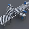 Heavy Duty Industrial Roller Conveyor System With Metal Rollers Blue Motors And Metal Frame