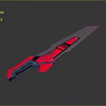 Red Weapon Sword With Long Blade And Modern Black Blue Design Details