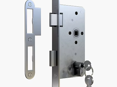 Stainless Steel Door Lock Set With Lock Body Keys And Security Hardware Components 3d model