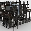 Modern pipeline plant pipeline structure 3d model