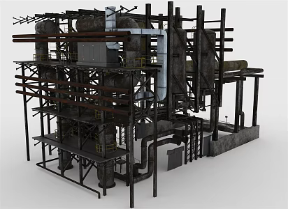 Modern pipeline plant pipeline structure 3d model