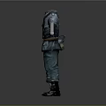 Blue Military Style Uniform Costume With Suspenders Leather Belt Metallic Sleeves And Boots
