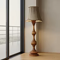 Modern Wooden Floor Lamp With Fabric Shade For Indoor Living Space
