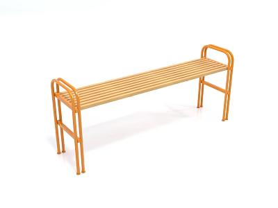 Wooden Slat Bench With Metal Frame Simple Design For Indoor Outdoor Seating 3d model