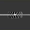 Stylish Silver Chain Necklace With Tire Tread Pendant And Black Center Design