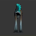 Fantasy Ostrich Like Creature Featuring Blue Feathered Head Dark Back Brown Body And Blue Legs