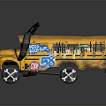 Yellow School Bus With Black Horns White Cross Pattern Tires And Colorful Graffiti Design