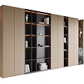 Modern Decorative Cabinet With Open Shelves Books Decorative Items And Warm Lighting