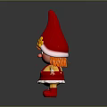 Adorable Red Hat Doll With Yellow Flower Red Hair Red Cheeks And Red Dress