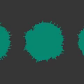 Three Tall Green Conical Trees with Natural Shadows on Gray Background