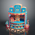 CakeShop Commercial Display Cabinet With Desserts Teddy Bear And Decorative Elements