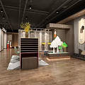 Modern Lobby Interior With Wooden Flooring Walls Circular Decor Green Plant And Bench