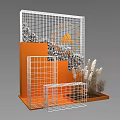 Elegant Photo Spot With White Grid Structure Orange Decorative Elements Stone Piles And Reed Plants