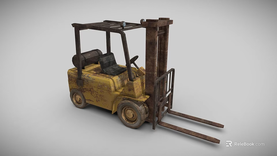 Rusty Yellow Industrial Forklift Utility Vehicle For Warehouse Lifting Tasks 3d model 