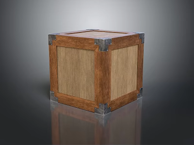 Wooden Storage Box With Metal Corners For Daily Use Home Organization 3d model