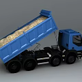 Blue Utility Dump Truck With Tipping Bed For Heavy Duty Construction Use