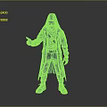 Futuristic Cyberpunk Character Outfit With Black Hooded Coat Orange Lines And Glowing Goggles