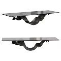 Modern Glass Top Coffee Table With Black Curved Wavy Base Design