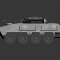 Modern Wheeled Gray Tank 3D Model With Turret And Armor Plates