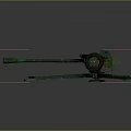 Green Vintage Artillery Weapon With Wheeled Base And Long Metal Barrel
