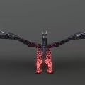 Mythical Dragon Game and Movie Character With Red Cracked Glowing Body And Black Wings