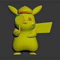 Cute Pikachu Figure Wearing Brown Hat Holding Magnifying Glass With Yellow Body And Tail