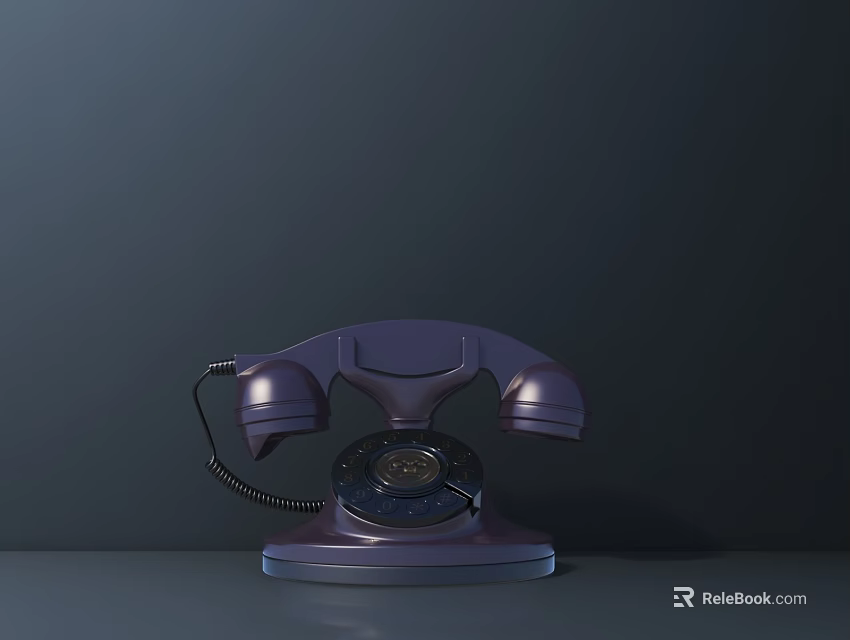 Vintage Digital Telephone with Classic Rotary Dial on Dark Surface 3d model 