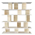 Light Colored Open Bookcase With Modern Geometric Shelves And Marble Like Texture 3d model