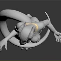 White Humanoid Fantasy Creature 3D Model With Tail Pointed Ears Claws And Sleek Design