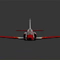 Red and Silver Model Airplane with Flame Patterns on Black Background 3d model